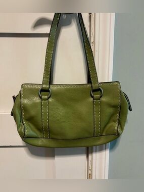 Olive Green Leather Tote Bag